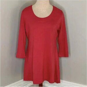 Peruvian Connection 3/4 Qtr. Sleeve Salmon Colored Tunic Size Medium
